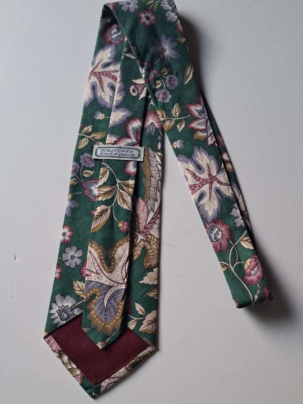 BRITGHES great Outdoors Men's Green Floral Tie - Classic Floral Print